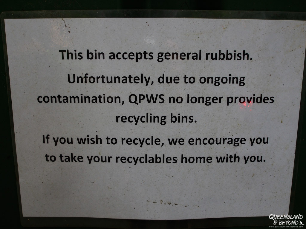 Sign at rubbish bin, Fraser Island