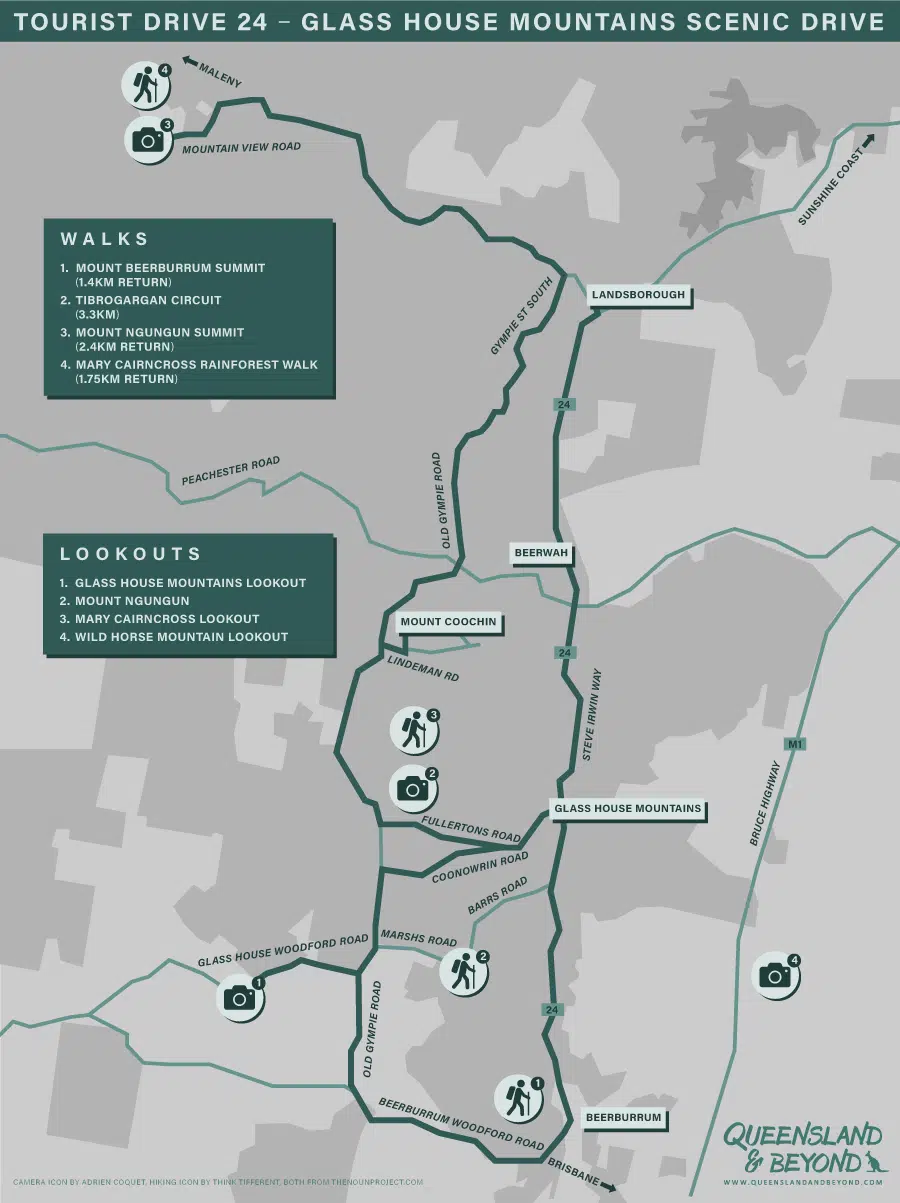 Map of Glass House Mountains scenic drive #24