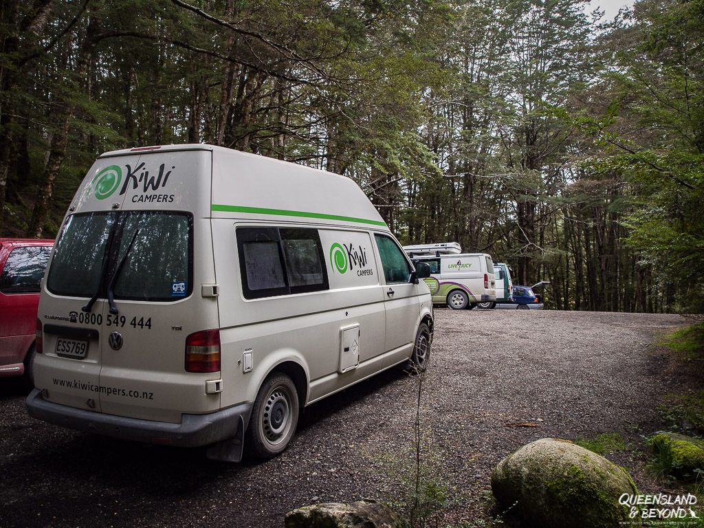 Campervans camping in the forest