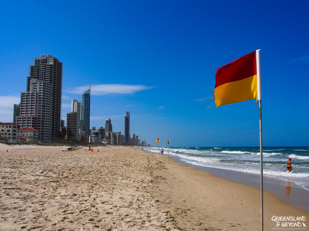 Beach flags at Surfers Paradise
