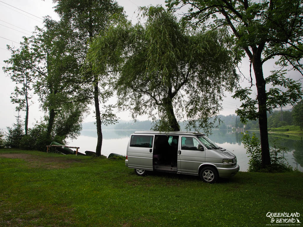 Camping at a lake in Germany