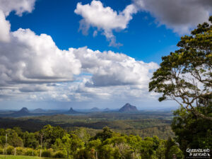 View of the Glass House Mountains
