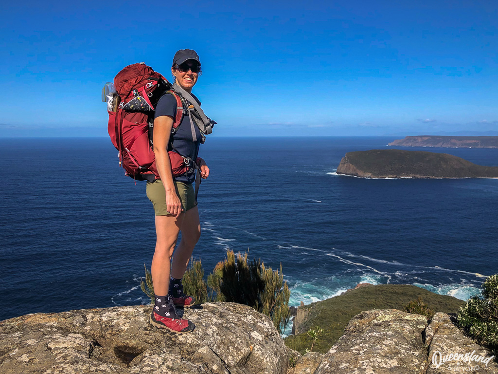 Hiking with Osprey Aura AG backpack and Kula Cloth on the Three Capes Track Tasmania